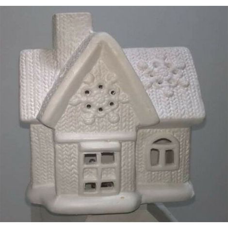 Casetta bianca in ceramica luminosa con luci a led incorpoate 14x13 cm (1/5)