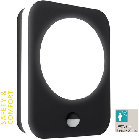 Applique Esterno Moderna Madriz Alluminio Nero Policarbonato Bianco Led (1/5)