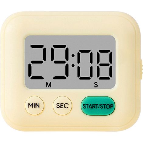 Minuteur magnétique jaune - Cuisine/Bureau - Facile à utiliser - Multifonctionnel -