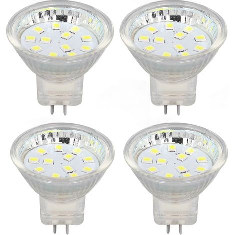 Lot de 4 ampoules LED MR11 12 LED 2 W 300 lm, culot à double broche, blanc froid 6000 K, pour éclairage d'extérieur (1/5)