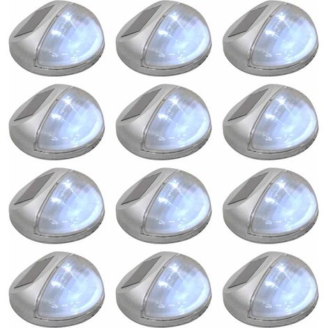 vidaXL Lámparas solares LED de pared exterior 12 uds redondas plateada (1/5)