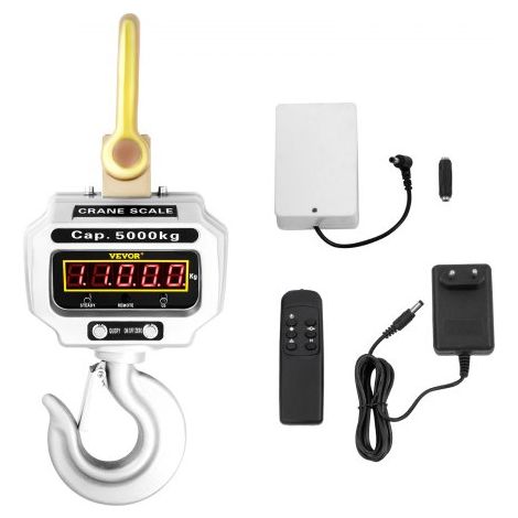 Wildwaage Digital 5 000 KG, Hängewaage Digital mit Hohe Genauigkeit, Elektronische Kranwaage Hängewaage Digitale Haken, Mini tragbare Hängewaage mit LCD Anzeige für Reisen Koffer, Fischerei (1/5)