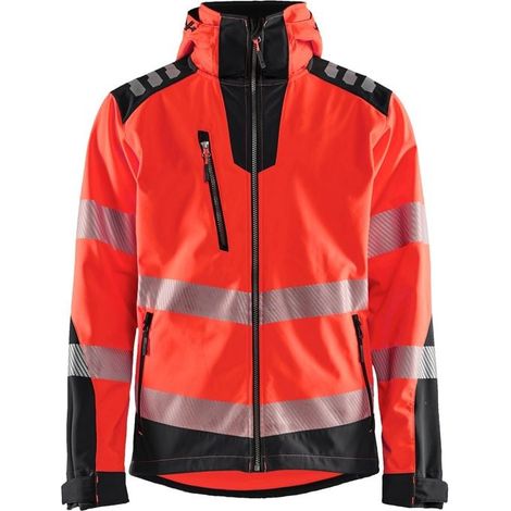 Veste de travail softshell haute visibilité 4491 - Rouge fluo/Noir XXXL (1/4)