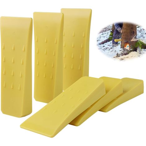 6 Pièces Jaune D'Abattage pour Tronçonneuse 15,2x6.6x2,5cm Coin Abattage ABS Plastique, Cale Dabattage pour l'Abattage Contrôlé des Arbres, Coins D'Arbres (1/5)