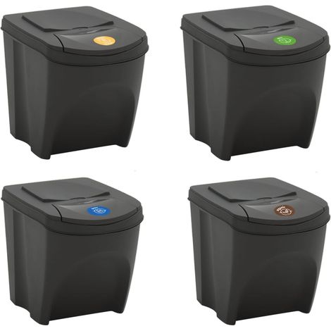 Set di 4 contenitori impilabili per rifiuti da 100 L in polipropilene grigio 020043895