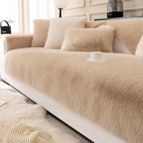Coussins d'hiver moelleux pour canapé - adaptés à tous types de housses de canapé - couleur camel, 70150cm (1/4)