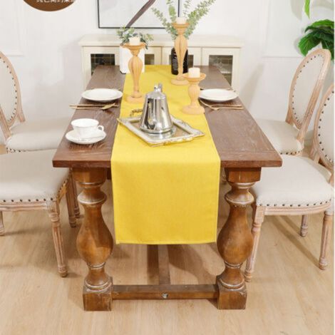 Spring table runner, yellow, washable, seasonal, summer, kitchen table decoration, dining table, interior, 35.5 x 150 cm (1/4)