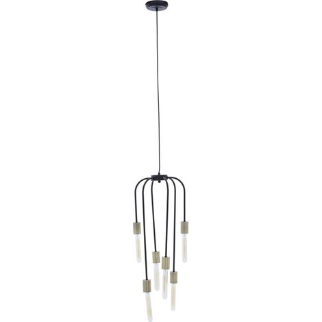 Premier Housewares Ceiling Lights Black Finish black Pendant Light With 5 Tubular Bulbs Antique Ceiling Lighting Contemporary Pendant Hanging Lighting For Ceiling 25 x 25 x 185 (1/5)