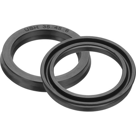 Seal 35 x 45 x 6 mm, 2 Pieces Lip Seal Nitrile Rubber Cover Radial Shaft Washer for Cylinders Automotive Car Engine Drain Plug, Black (1/5)