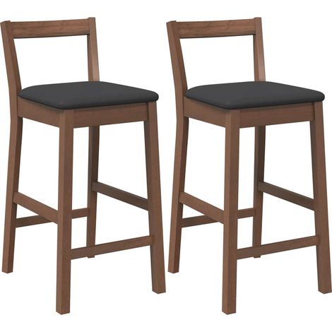 Maison Exclusive - Sgabelli da Bar con Cuscini 2pz Marrone Legno Massello di Hevea