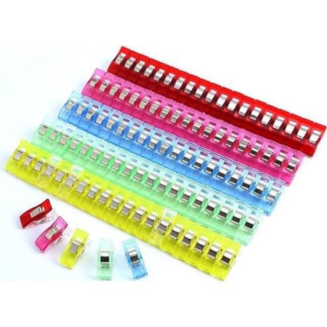 Pinces À Coudre - 100 Pièces - Clips Plastique Colorés - Pour Patchwork Quilting Tricot Loisirs Créatifs - Lot Complet (1/4)