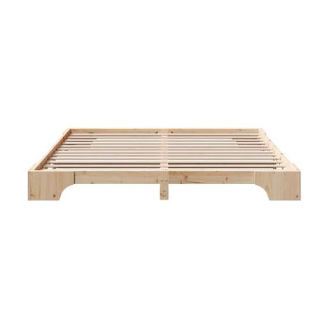 Cadre de lit en pin massif naturel 200 × 200 cm, pin massif durable, pour chambre, confort quotidien, assemblage rapide (1/5)