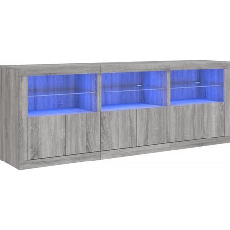 Maison Exclusive - Credenza con Luci LED Grigio Sonoma 181,5x37x67 cm