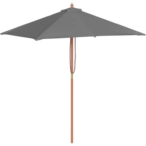 Parasol d'extérieur avec mât en bois 150x200 cm anthracite