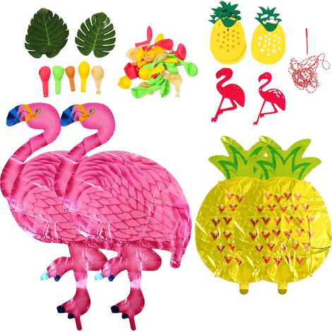 Ensemble de ballons flamant rose et ananas d'Hawaï, décoration pour fête d'été ou mariage. (1/5)