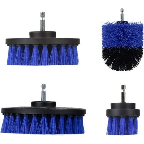 Bleu Brosse Nettoyage Rotative Perceuse 4 pièces Nettoyage Voiture Brosse Visseuse, Brosse pour Perceuse Voiture Carrelage Tapis (1/4)