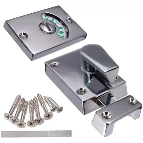 1PC Verrou de porte avec indicateur d'occupation, pêne dormant vide/engagé pour salle de bain WC toilettes publiques (nickel satiné) (1/4)