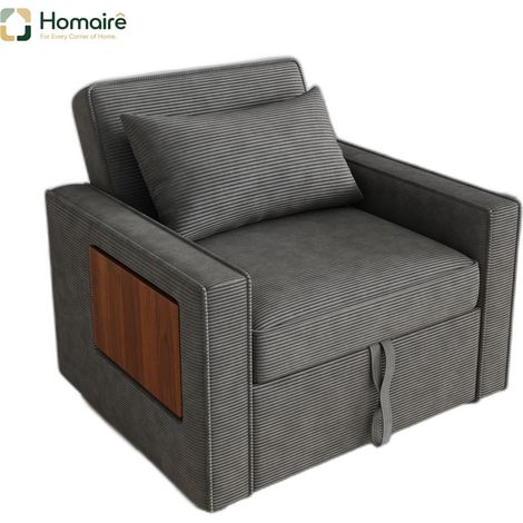 Canapé en velours côtelé gris avec port USB 93 x 150 x 85 cm HOMAIRE (1/5)