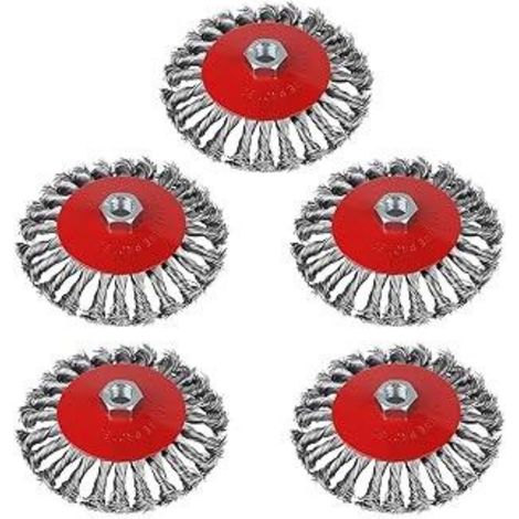 Brosse Métallique Pour Meuleuse - 5 Pièces - Diamètre 125 Mm - Filetage M14 - En Métal - Usage Intensif