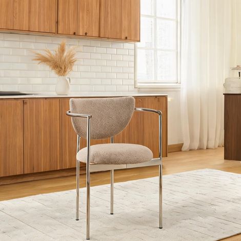 Set de 2 chaises de salle à manger scandinaves en tissu beige (1/5)