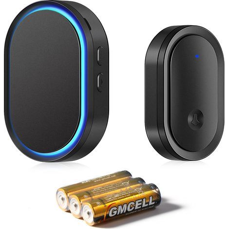 Wasserdichte, kabellose Außentürklingel, batteriebetrieben (Reichweite 300 m), IP55-wasserdichter elektronischer Außengong mit Empfängern, 60 Melodien in 5 Lautstärkestufen für Zuhause und Büro, Schwa (1/5)