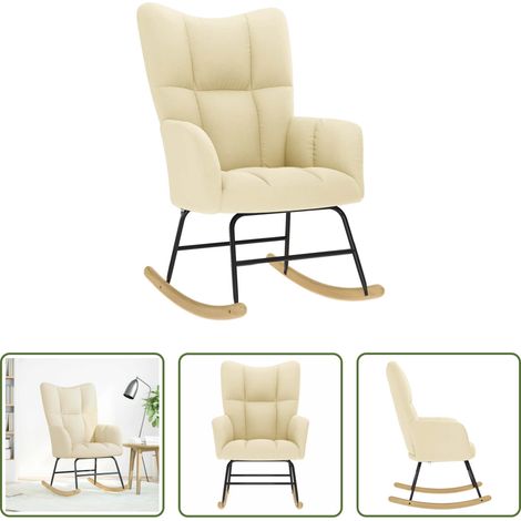 Fauteuil de détente - Chaise à bascule Crème Tissu (1/5)