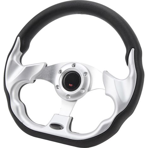 Volant de Chariot de Golf 12,5 Pouces Universel 6 Trous Remplacement pour E-Z-GO TXT & RXV Argent (1/5)