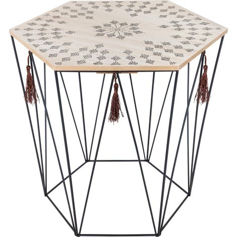 Mesa de centro 'Kumi' octogonal - metal y madera - Atmosphera créateur d'intérieur (1/3)