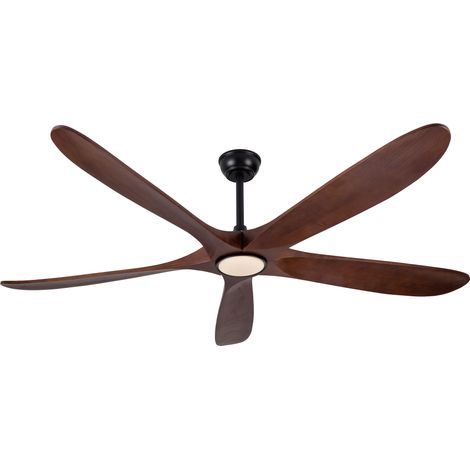Ventilador de techo con luz 176 cm 6 velocidades LED regulable madera nogal oscuro MODENUIT (1/5)