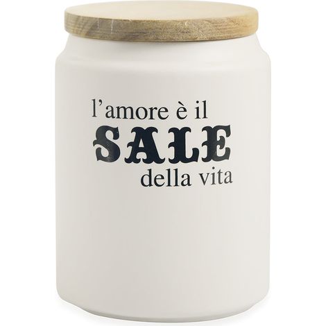 Villa d'Este Home Tivoli 2190705 Idee Barattolo Sale in Gres Coperchio Bambu' Guarnizione Silicone 850 ml colore Bianco (1/3)