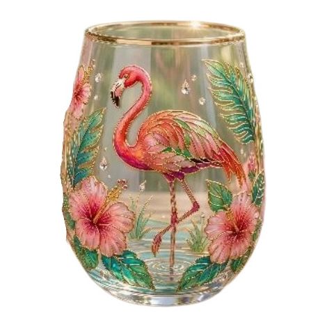 Klares, mundgeblasenes Whiskyglas mit einem niedlichen Tiermotiv (1/2)