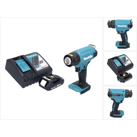 Makita DHG 180 RA1 pistola ad aria calda a batteria 18 V 550 °C + 1x batteria ricaricabile 2,0 Ah + caricabatterie