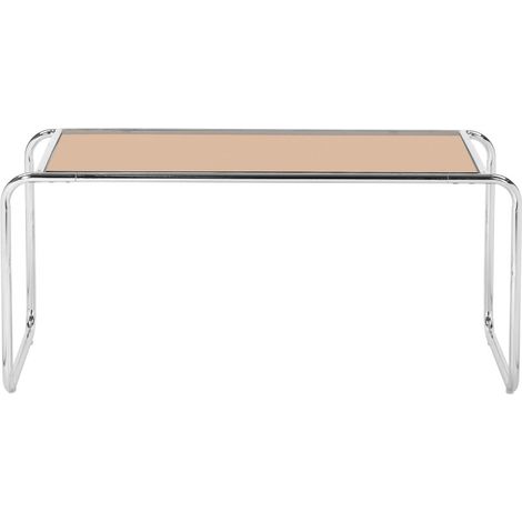 Table basse en verre pieds chrome - Verre ambré - Rika (1/5)