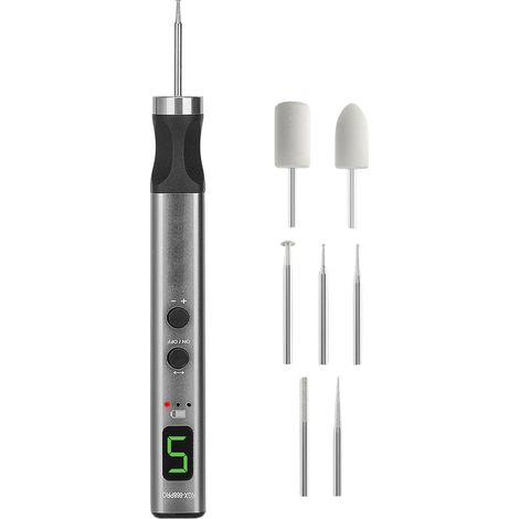 Stylo graveur Outils de gravure rechargeables USB avec 7, outil portable pour polissage rotatif, produits électroniques, bois, pierre, verre, ongles, céramique, projets créatifs femmes - (1/5)