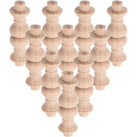 10 poteaux de rampe d'escalier en bois massif kaki non peint (1/5)