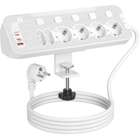 Multiprise de Table avec Interrupteur Individuel, Multiprise de Bureau Multiprise Parafoudre et Surtension Multiprise 6 Prises (1/5)