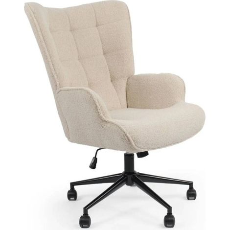 Fauteuil de Bureau Tissu Bouclette "Verner" 96cm Beige (1/5)