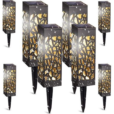 Luces solares para jardín, 8 unidades. Luces solares para jardín con luz blanca cálida IP65. Luces solares LED para jardín, decoración para patio y césped. (1/5)