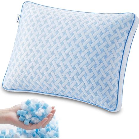 Oreiller mémoire de forme Gel – Oreiller 50x70 cervical à hauteur réglable, coussin respirant confortable, régulation thermique bi-face, avec housse amovible lavable, idéal pour toutes positions (1/5)