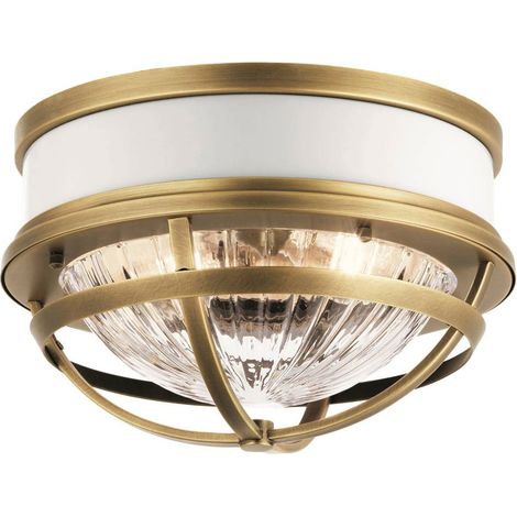Elstead Kichler Tollis Lampada da soffitto semi-incasso a ciotola in ottone naturale e bianco (1/5)