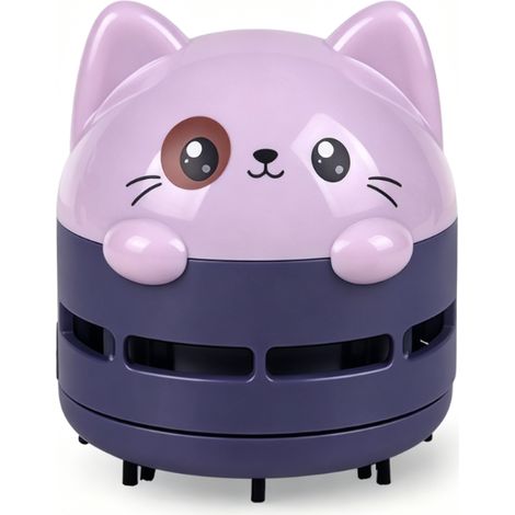 Mini aspirateur de table à piles, aspirateur de bureau portable pour le bureau, la maison, les claviers d'ordinateur et les salles de classe (violet) (1/5)