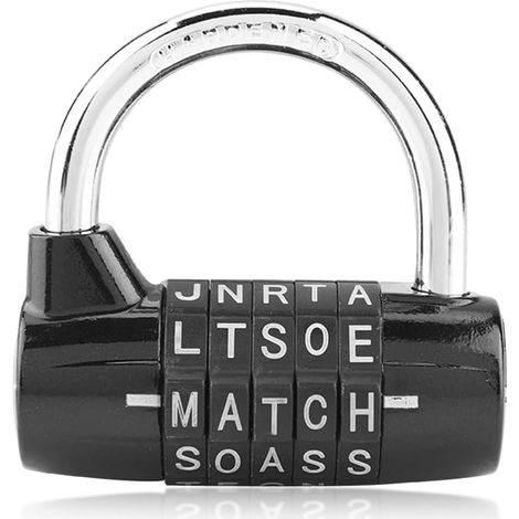 Cadenas à combinaison avec code de ligne à 5 chiffres - Serrure de sécurité avec mot de passe pour valise de voyage, casier de sport(Black) (1/5)