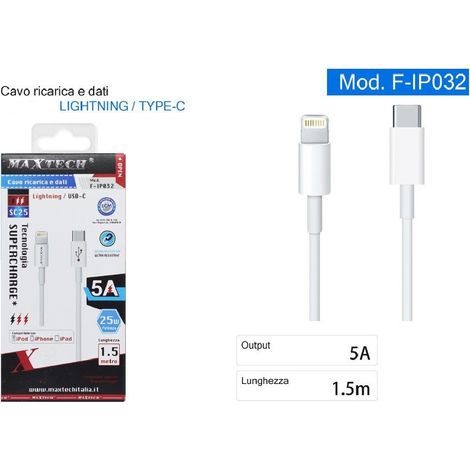 Trade Shop - Blitzdatenkabel zum Typ-C 5A 1,5 Meter Schnell hochladen iPhone F-IP032 - (1/3)