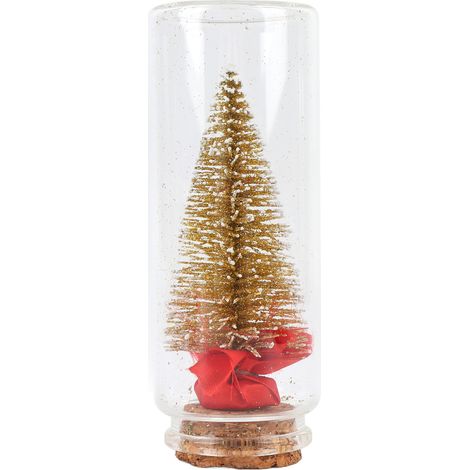 Arbre de noël décoratif de table, décor de bureau Miniature de vacances Portable avec ruban rouge doré (1/5)