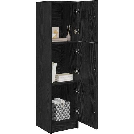 Armoire Penderie en Chêne Noir, 31,5 x 32 x 122,5 cm, Meuble de Rangement Haut et Étroit pour Chambre ou Entrée (1/5)