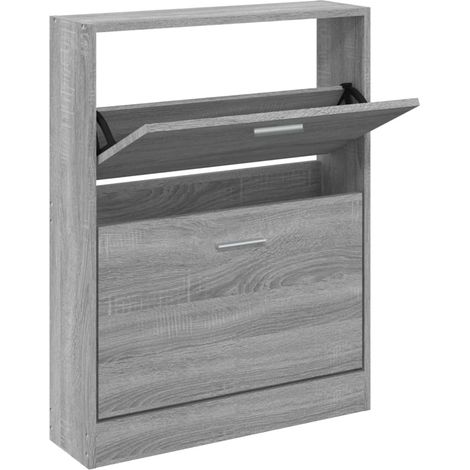 Zapatero madera contrachapada gris Sonoma 59x17x81 cm vidaXL