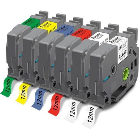 Ruban Adhésif TZe - 12 mm x 8 m - Résistant Eau Produits Chimiques UV - Compatible Étiqueteuses Brother PT-H107B P710bt D600VP - 1 Pièce (1/5)
