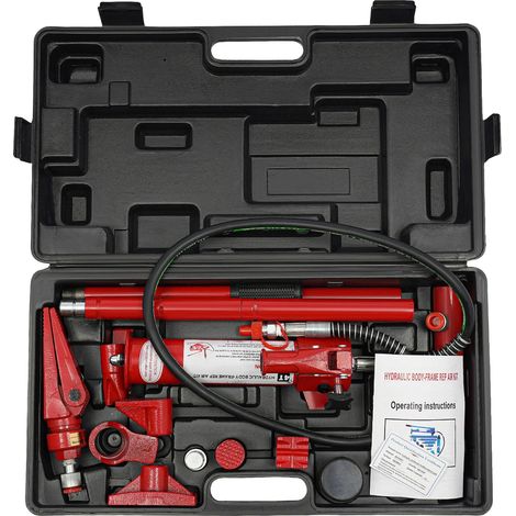 Cric hydraulique, capacité de charge de 4 tonnes, design compact, ROUGE (1/2)