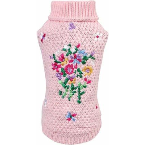 QORVA-Pull pour chien avec broderie florale (rose, XL)-Fei Yu (1/2)