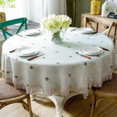 Nappe Ronde 160CM,Linge de Table Lavable, confortable et résistante à l'usure nappe infroissable,Polyester & Coton, pour Extérieur,Salle à Manger, fête, Jardin,Idéal pour les festivals et les réunions (1/5)